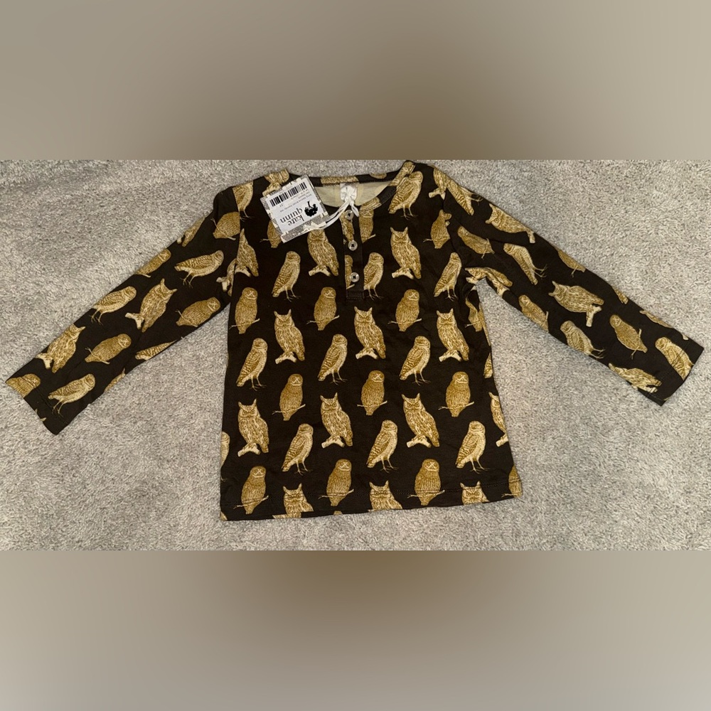 Kate Quinn owl long sleeve Henley tshirt